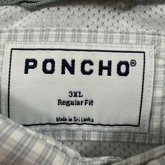Poncho Mens 3XL Regular Fit Plaid Short Sleeve Button Down Shirt Lightweight EUC - Picture 2 of 11